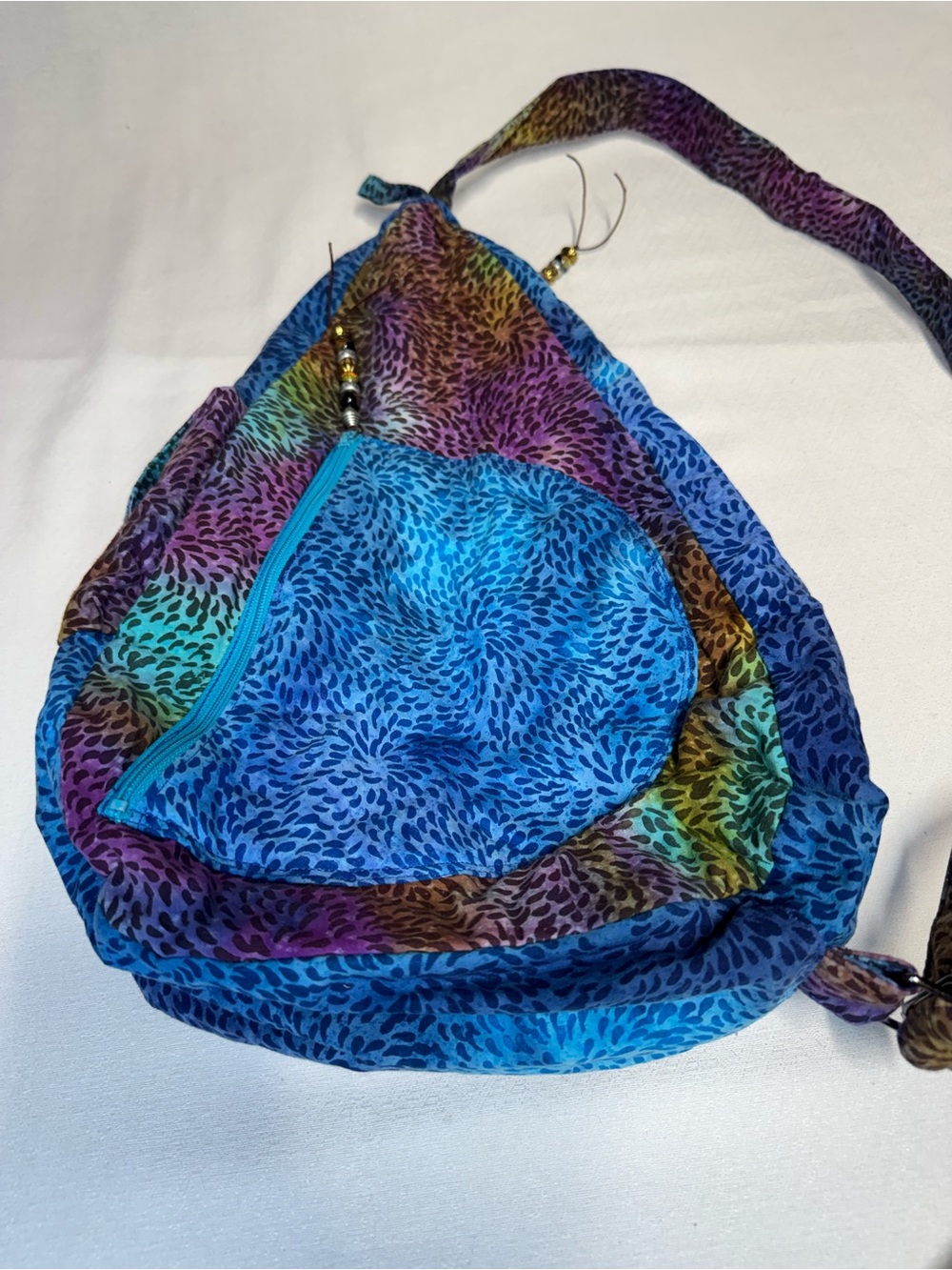 Multicolor Blue Patterned Crossbody Sling Bag